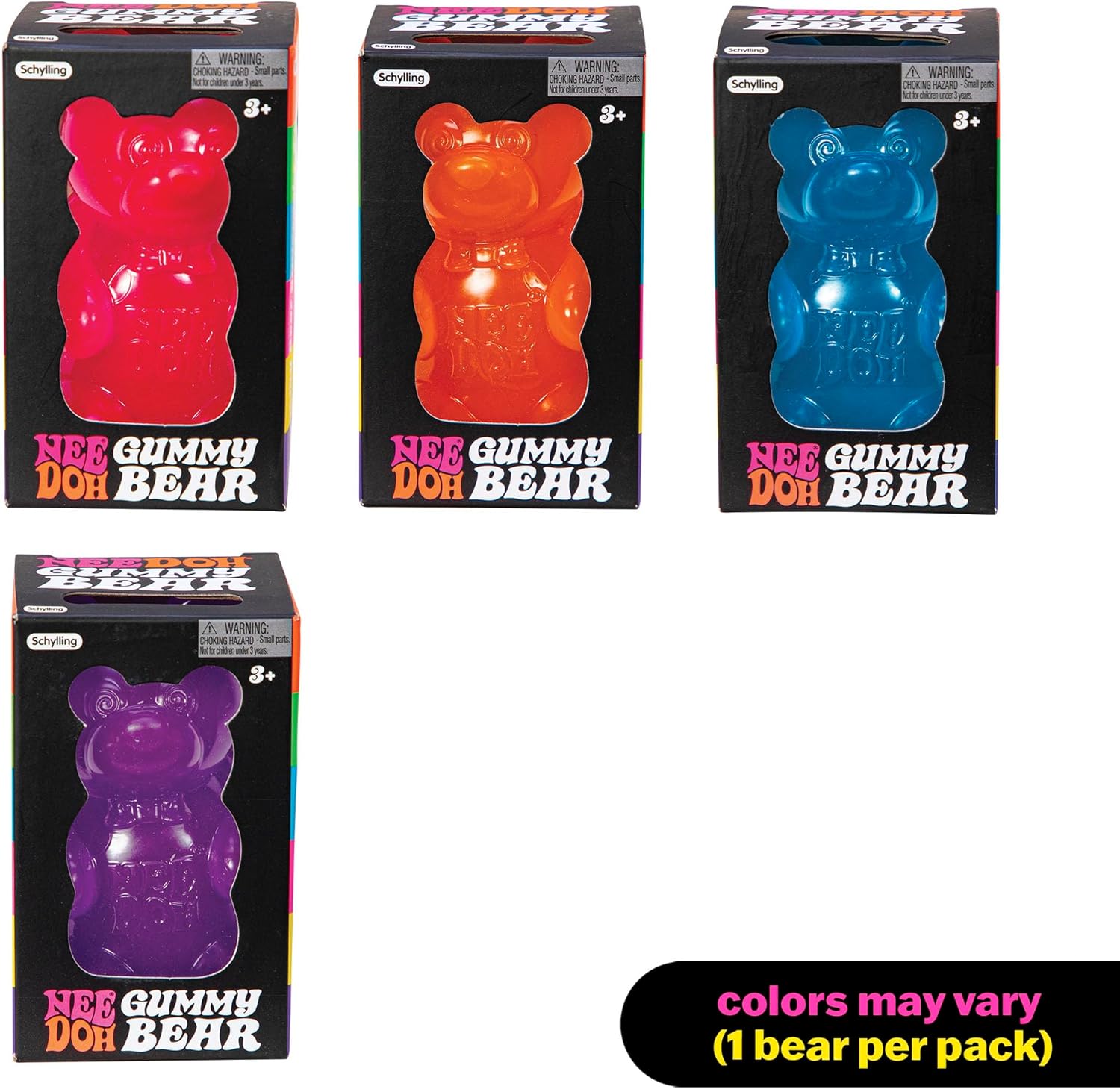 Schylling NeeDoh Gummy Bear - Sensory Fidget Toy with Jelly-Like Filling - 3.5″ Tall - Colors May Vary (Pack of 1) - Image 2